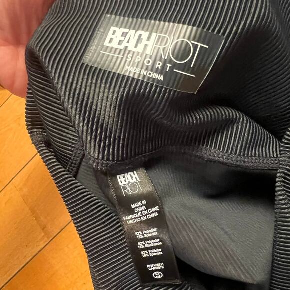 Beach Riot Sport Shiny Ribbed Colorblock Black Green Leggings Size S - Picture 4 of 4